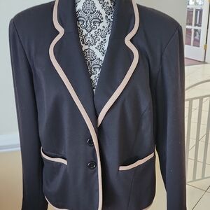 Marisa Christina Black Blazer with Cream Trim